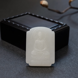 俄料白玉山料阿弥陀佛吊坠