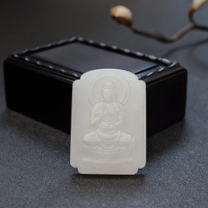 俄料白玉山料大日如来吊坠