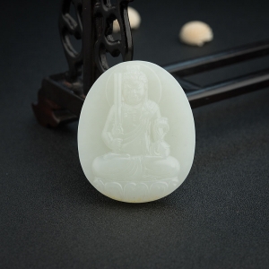 俄料青白玉山料不动尊菩萨吊坠