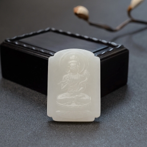 俄料白玉山料大势至菩萨吊坠