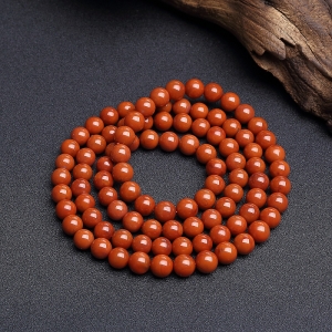 9.5mm柿子红南红项链