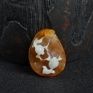 糯种俏色翡翠金玉满堂吊坠