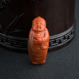 柿子红南红招财童子吊坠