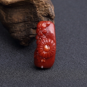阿卡深红珊瑚菊花吊坠