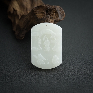 俄料白玉山料童趣吊坠