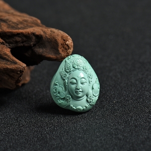 高瓷高蓝绿松绿度母吊坠