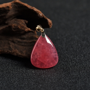 18K金镶钻极品红纹石水滴吊坠