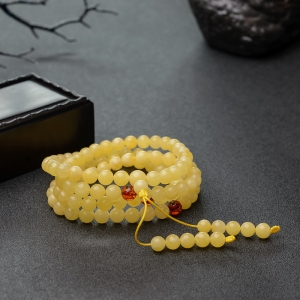 8mm鸡油黄蜜蜡108佛珠