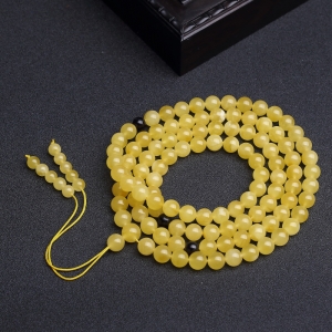 7.5mm鸡油黄蜜蜡108佛珠