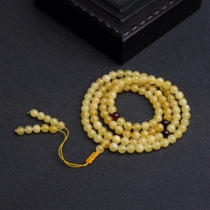 6.5mm鸡油黄蜜蜡108佛珠