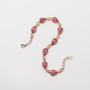 18K金镶钻卢比莱色碧玺手链