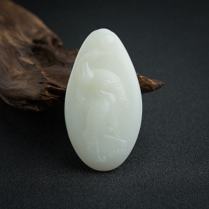 俄料白玉山料鹤吊坠