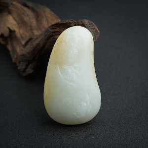 俄料白玉山料观音吊坠