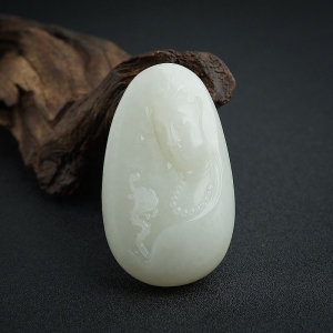 俄料白玉山料观音吊坠