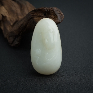 俄料白玉山料观音吊坠