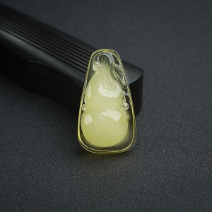 柠檬黄蜜蜡葫芦吊坠