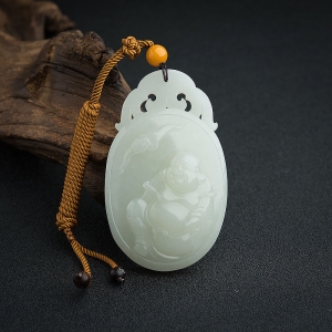 新疆和田青白玉籽料福在眼前吊坠