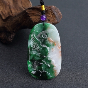 糯种俏色翡翠凤凰吊坠