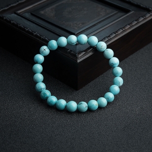 7.5mm高瓷铁线蓝绿松石手串