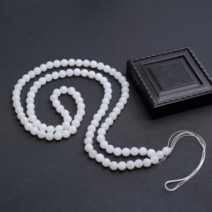 俄料白玉山料莲花108佛珠