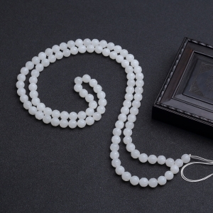 俄料白玉山料莲花108佛珠