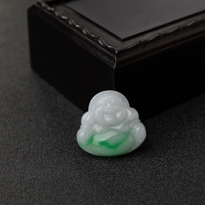 糯种飘翠翡翠佛吊坠