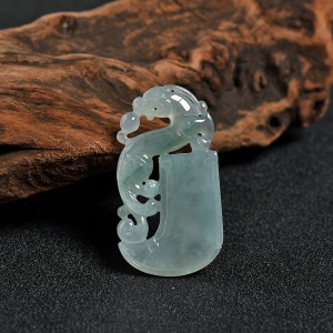 糯冰种飘翠翡翠貔貅吊坠