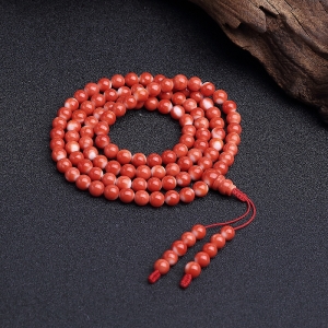 5.5mmMOMO橘红珊瑚108佛珠