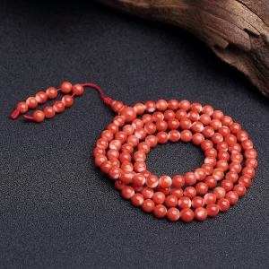 5.5mmMOMO橘红珊瑚108佛珠