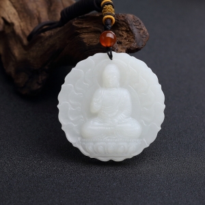 俄料白玉山料阿弥陀佛吊坠