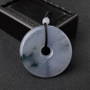 糯冰种飘花翡翠平安扣吊坠