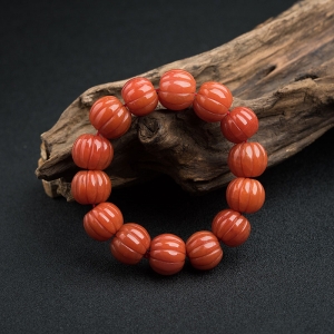柿子红南红南瓜珠手串