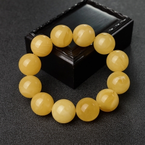19.5mm鸡油黄蜜蜡手串