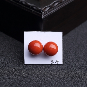 9.5mm沙丁朱红珊瑚圆珠（一对）