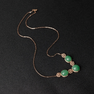 18K金镶糯种阳绿翡翠项链