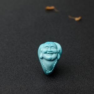 中瓷蔚蓝绿松石佛吊坠