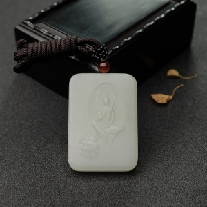 新疆和田白玉山料文殊菩萨吊坠