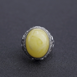 银镶白花蜜戒指