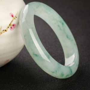 55.3#糯冰种飘花翡翠平安镯