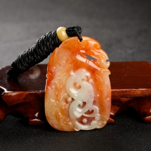 糯种红翡凤牌吊坠