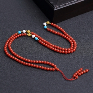 3.5mm沙丁朱红珊瑚手串