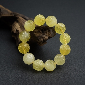 鸡油黄金绞蜜回纹珠手串