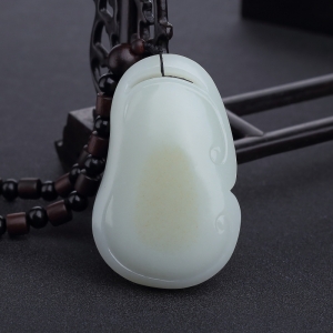 俄料青白玉山料如意手把件