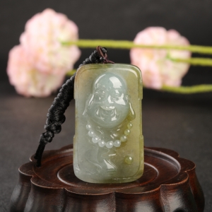 糯种俏色翡翠弥勒佛吊坠