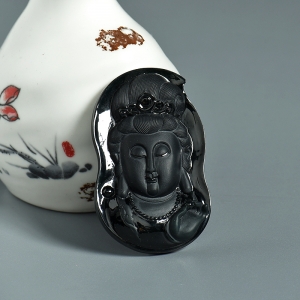 糯种墨翠观音吊坠