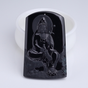 糯种墨翠观音吊坠