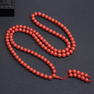 8.5mm沙丁朱红珊瑚108佛珠