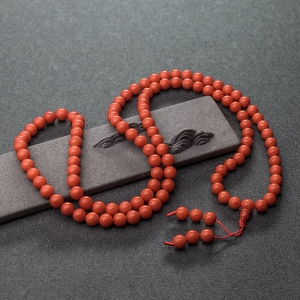 8.5mm沙丁橘红珊瑚108佛珠