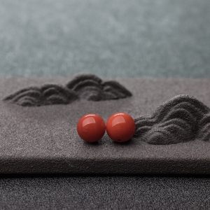 9mm沙丁橘红珊瑚圆珠（两件）
