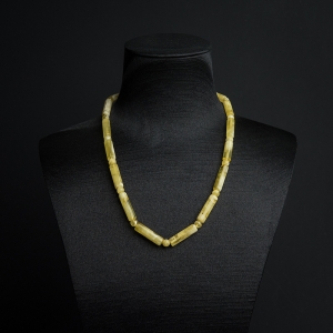 白花蜜蜡桶珠项链